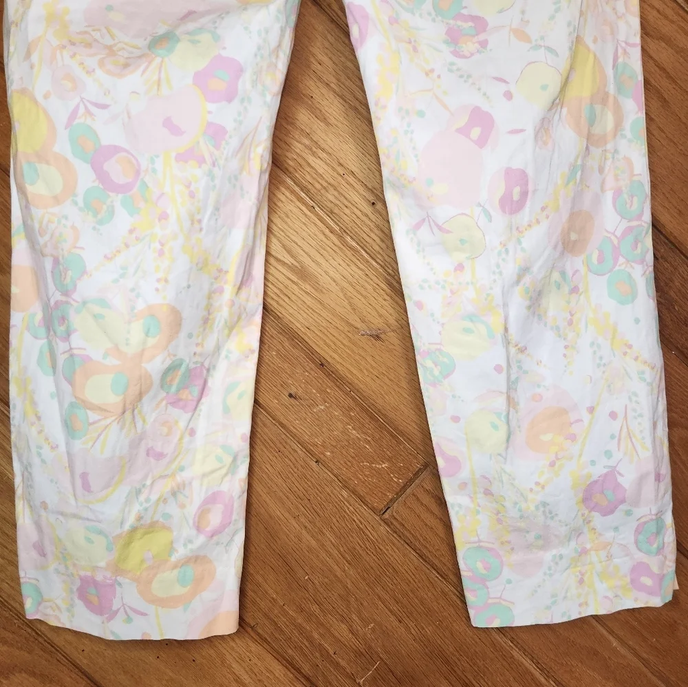 Talbots the perfect crop pastel floral print pants size 31 waist